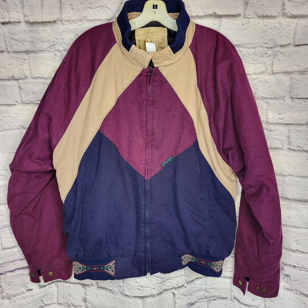 Vintage Cripple Creek Men Jacket Sz XL Colorblock Cotton & Nylon Zip Pockets - Picture 2 of 11